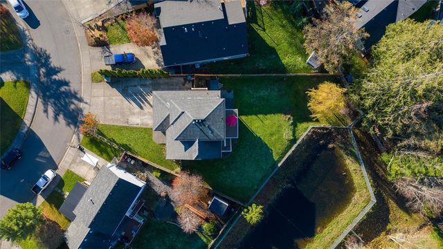 an aerial view of a house