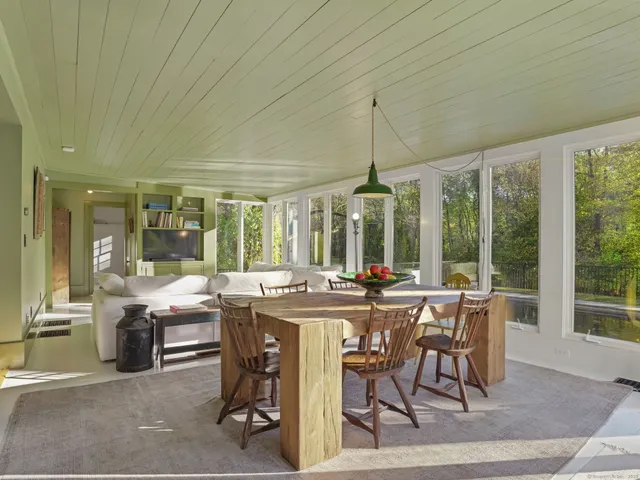 a view of a dining room and livingroom view