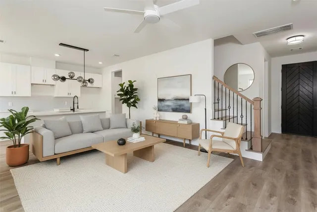 a living room with furniture