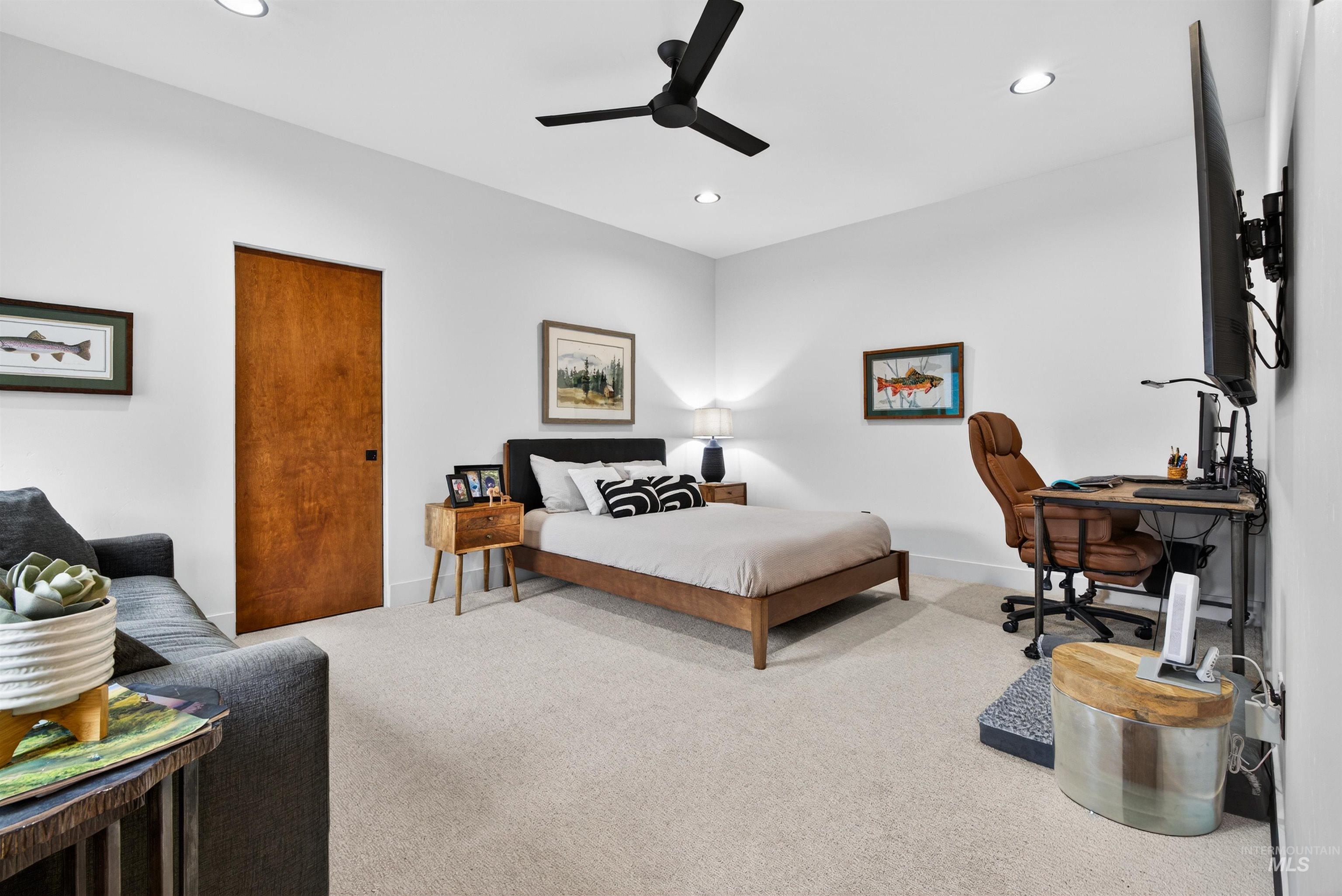 2526 West Rustic Forge Street Eagle, ID 83616 - Photo 42 of 50 Carpeted bedroom featuring an office area, recessed lighting, and ceiling fan