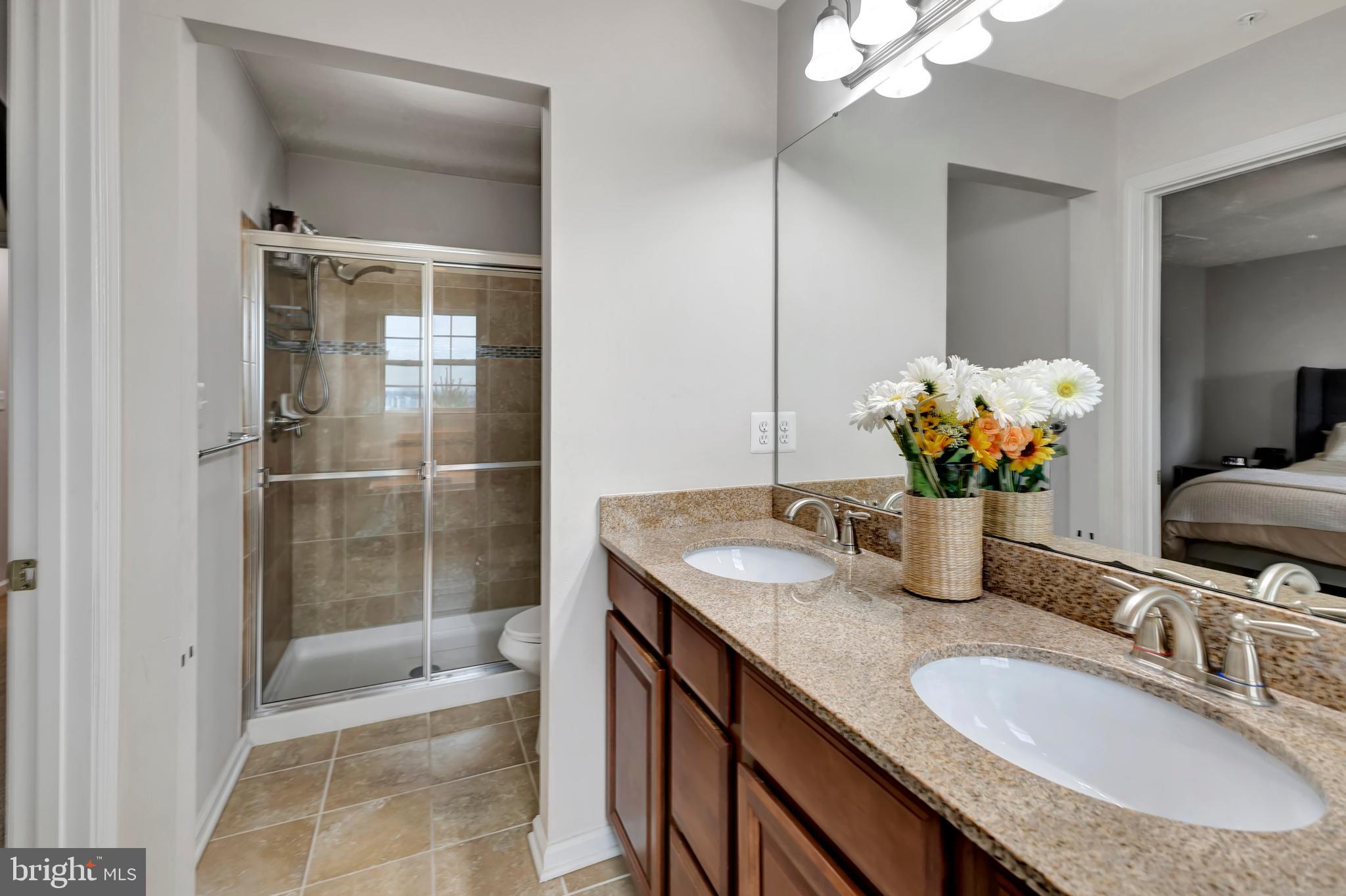 2063 Spring Run Circle Frederick, MD 21702 - Photo 21 of 28 a bathroom with a granite countertop sink and a mirror