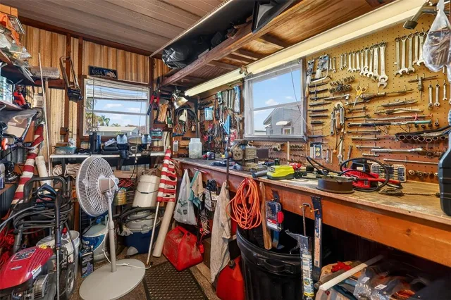 a storage room filled with furniture