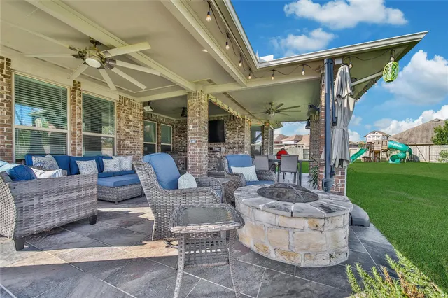 a outdoor living space with furniture and garden