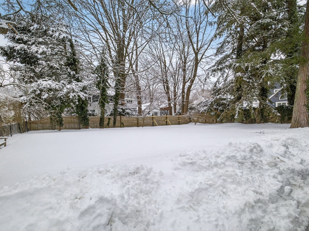 78 Denton Road Wellesley, MA 02482 - Photo 26 of 29 a view of yard covered with snow in front of house
