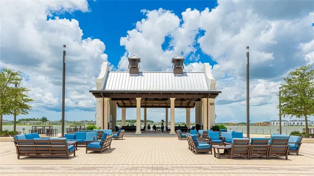 a view of a lake with a house