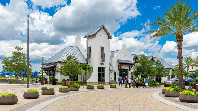 a view of a lake with a city view