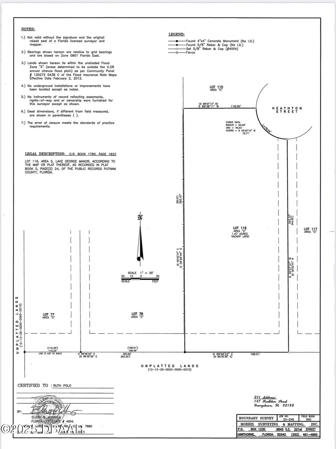 147 Heathton Street Georgetown, FL 32139 - Photo 3 of 4 survey 147 Heathtonjpg