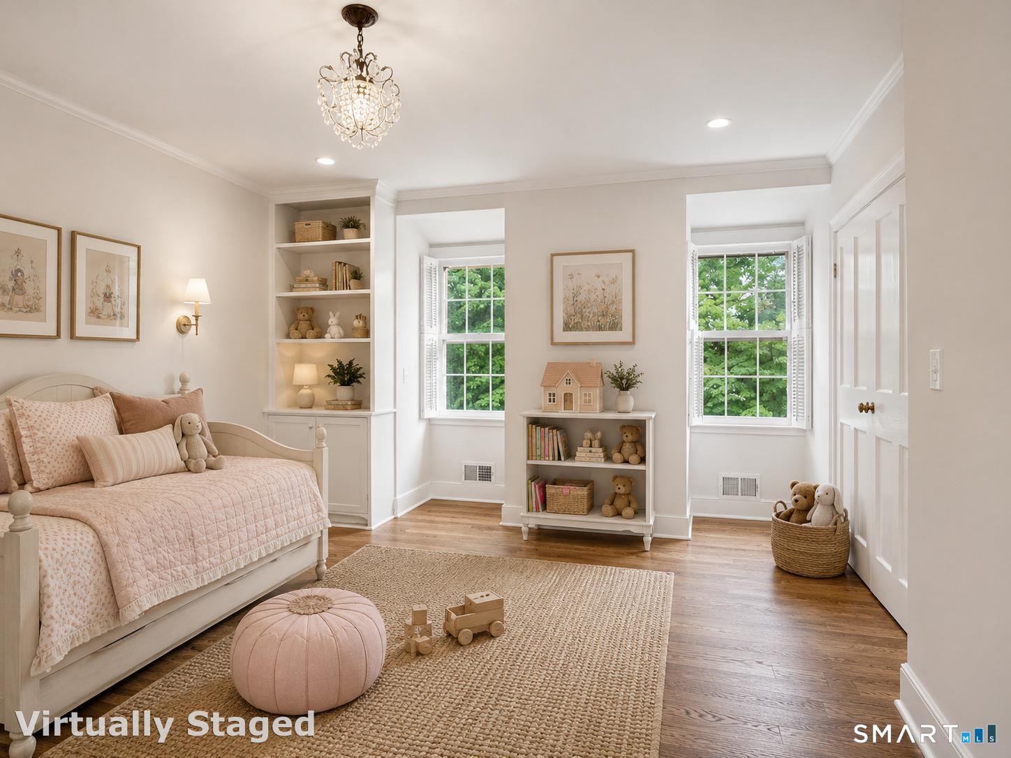 530 Roxbury Road Stamford, CT 06902 - Photo 29 of 40 Spacious bedroom with built-in shelving and desk.