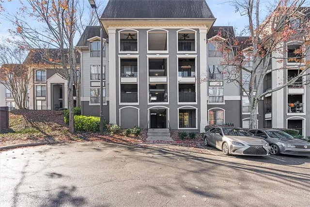 a car parked in front of a building