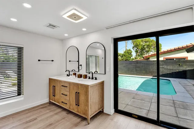 a kitchen with lots of counter top space