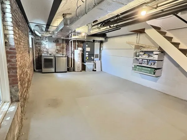 a view of a garage with furniture