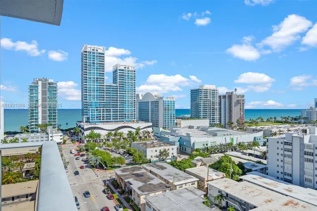 a view of a balcony with city view