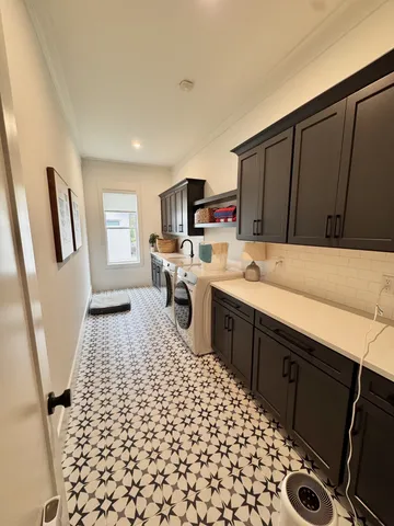 a balcony with furniture and a garden view