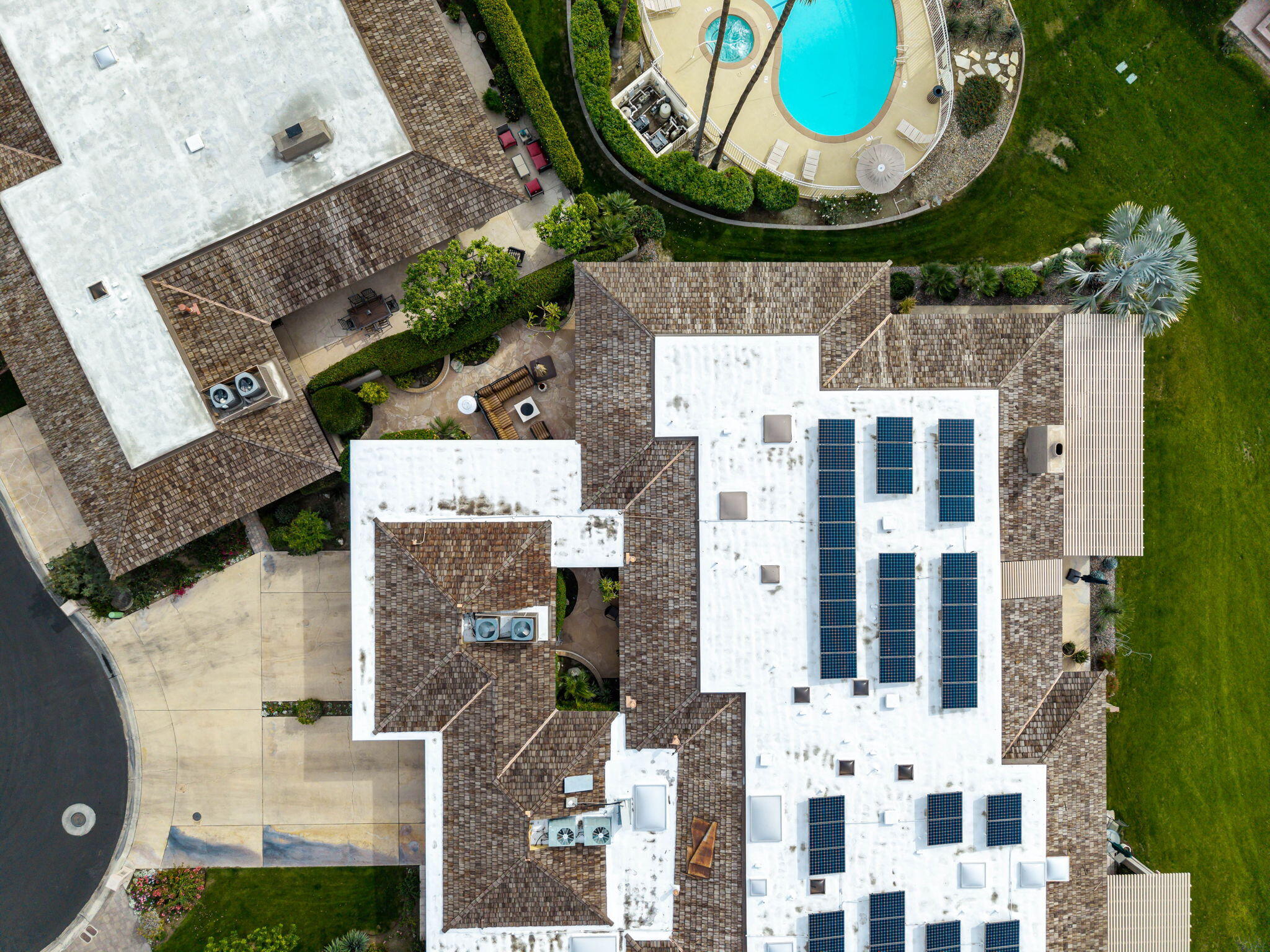 3 Tulane Court Rancho Mirage, CA 92270 - Photo 41 of 47 aerial view of a house with a swimming pool