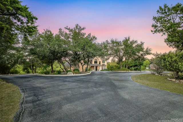 a view of a yard with a tree