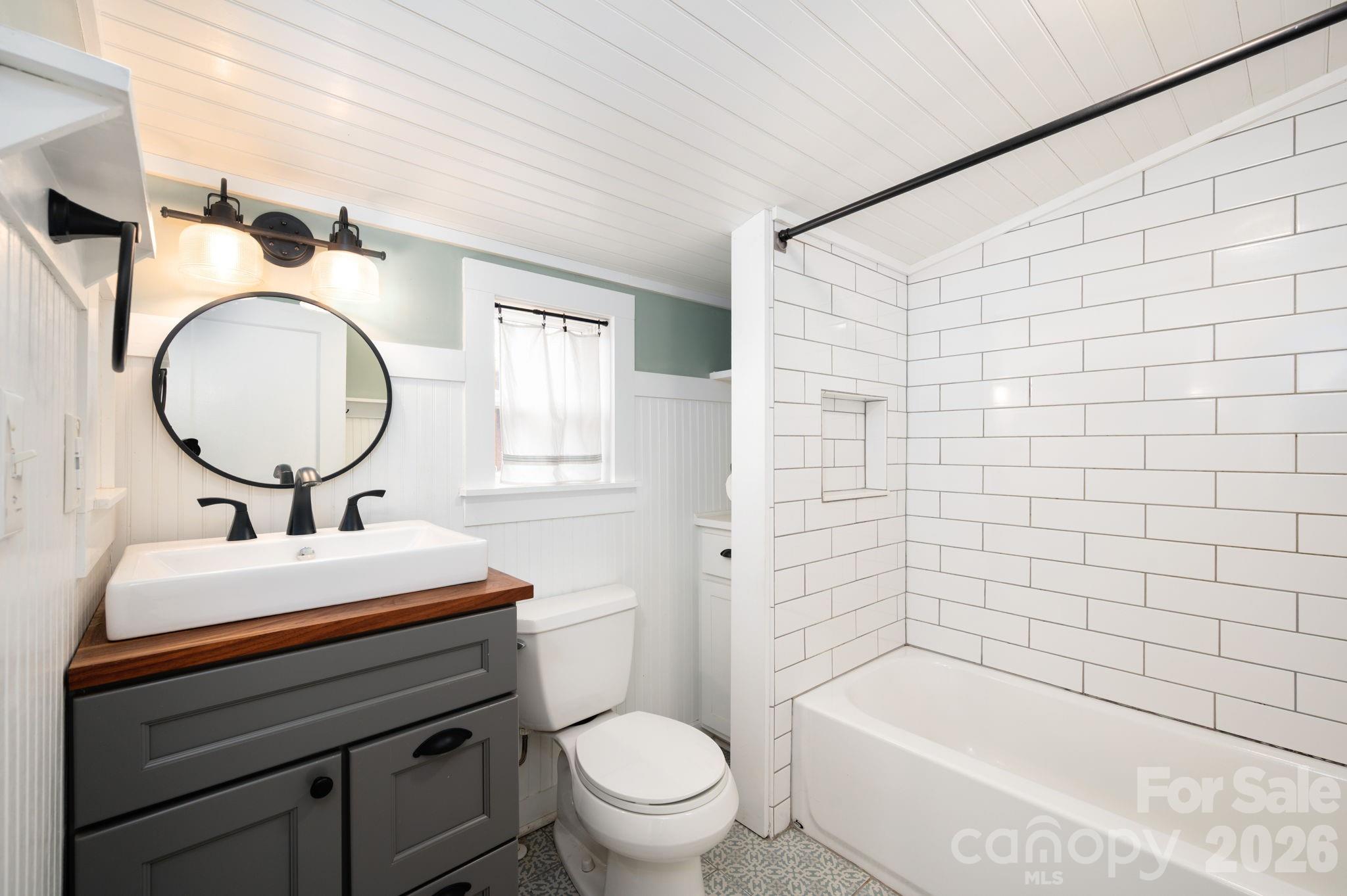 127 Shelburne Road Asheville, NC 28806 - Photo 11 of 28 a bathroom with a sink a toilet and a mirror