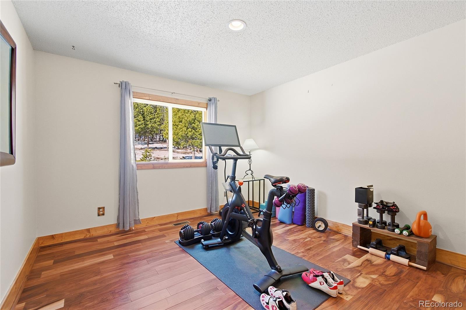 8790 South Warhawk Road Conifer, CO 80433 - Photo 18 of 41 a view of a workspace with furniture and wooden floor
