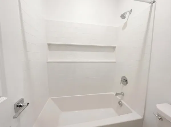 a bathroom with a bathtub