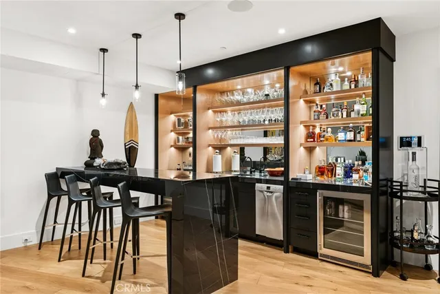 an aerial view of a house with a garden