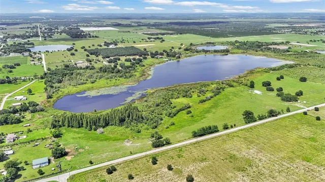 a view of a garden with a lake