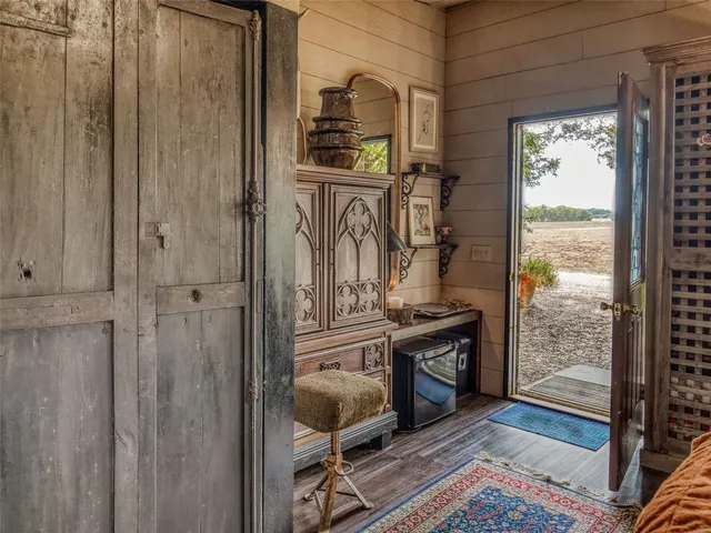 a view of a kitchen with a window
