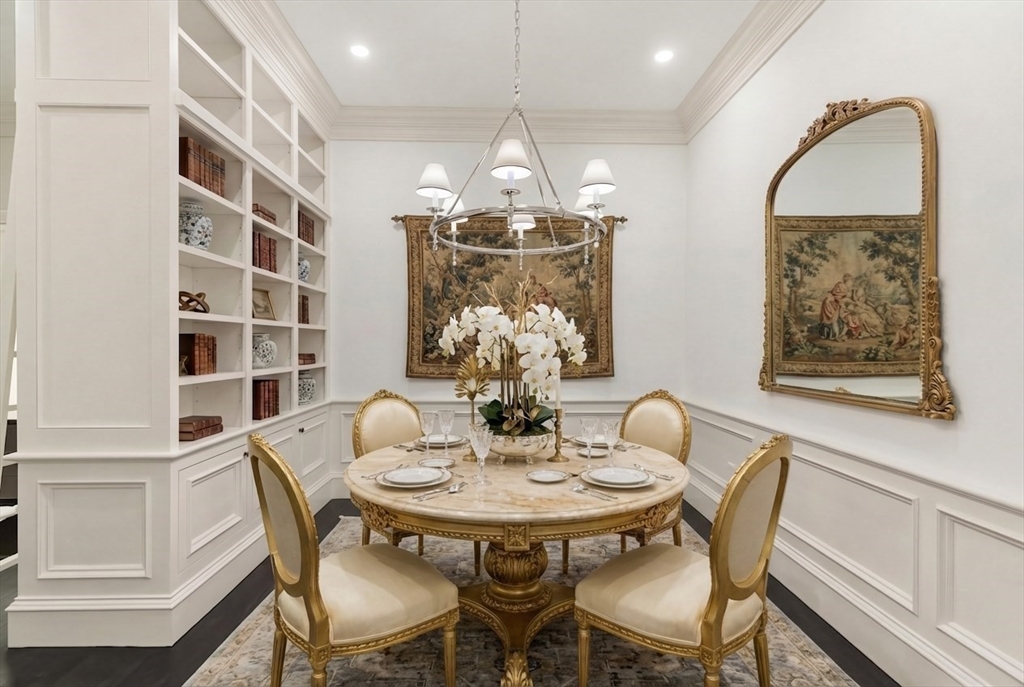 409 Commonwealth Avenue, Unit B Boston, MA 02215 - Photo 15 of 42 a view of a dining room with furniture and chandelier