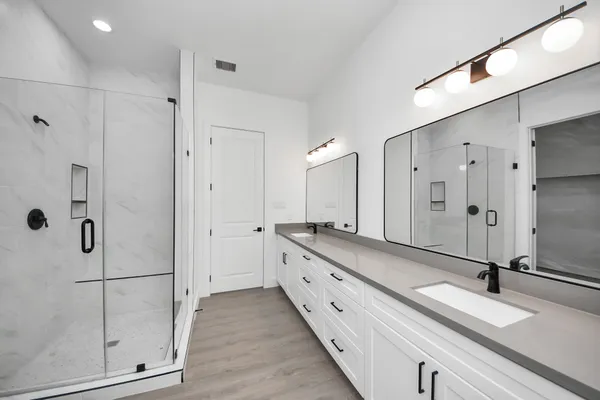 a bathroom with a shower