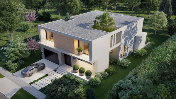 an aerial view of a house