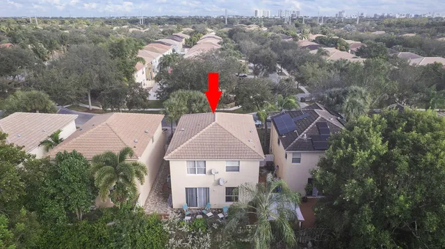 an aerial view of a house