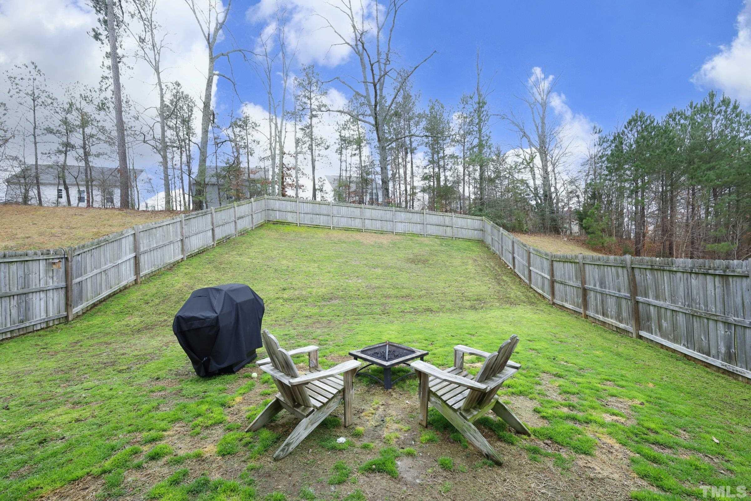 3608 Marshlane Way Raleigh, NC 27610 - Photo 35 of 43 a view of a chairs and table in the backyard