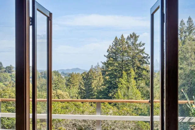 a view of a room with a from a window