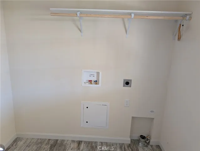 a view of small space with racks on the wall