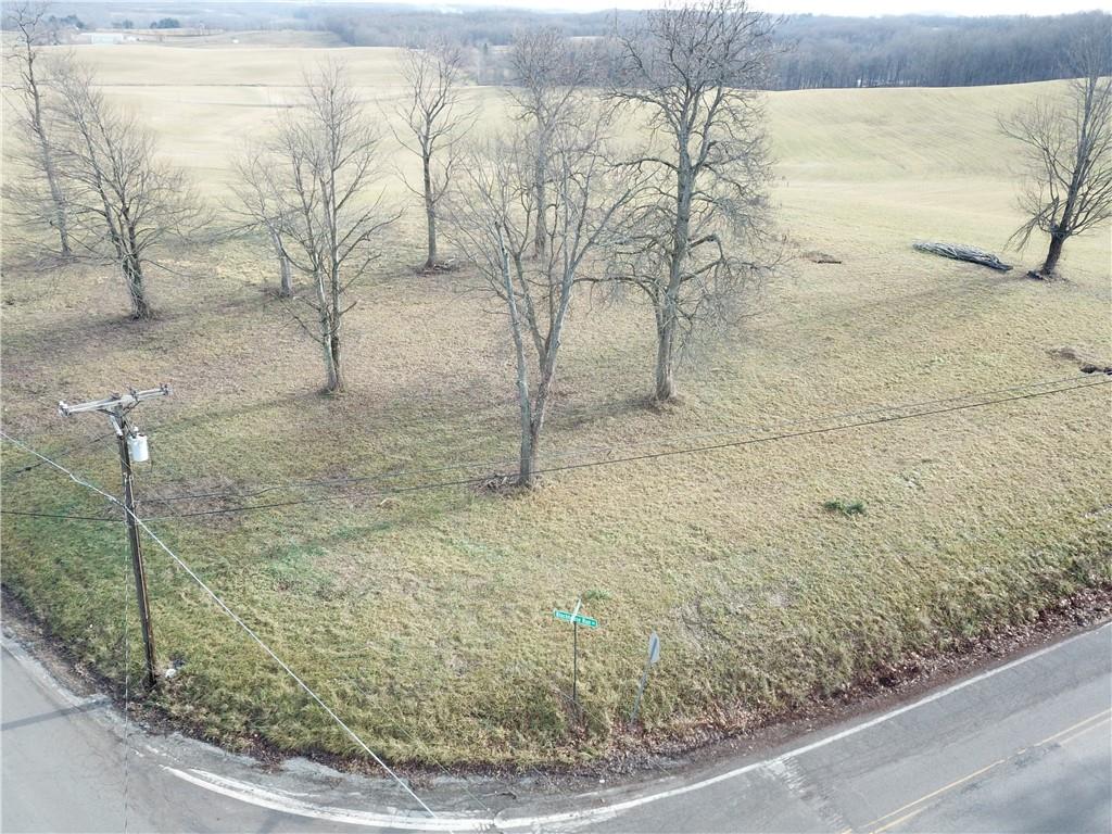 a view of a dry yard with wooden fence