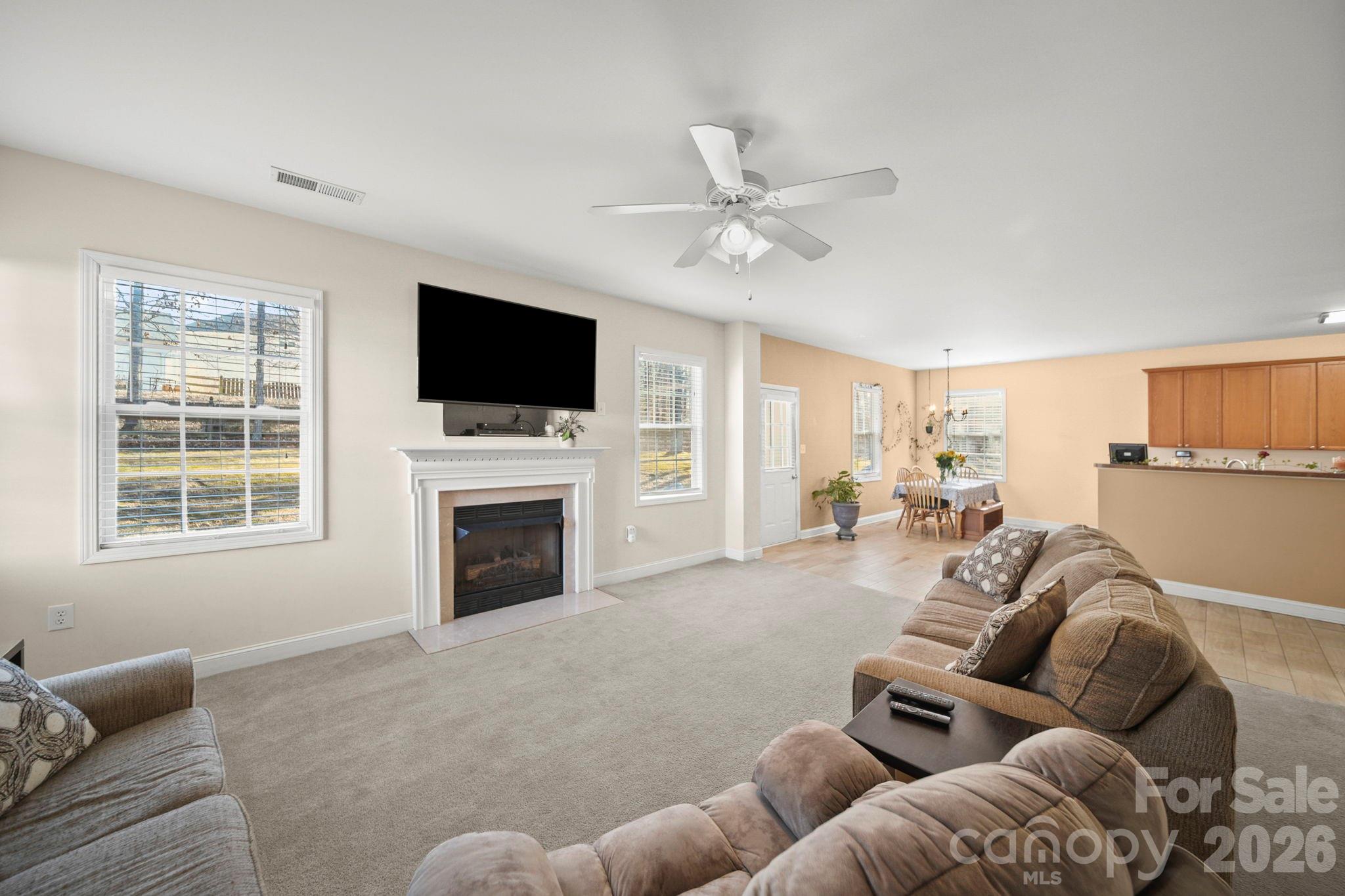 3035 Proverbs Court Monroe, NC 28110 - Photo 16 of 39 a living room with furniture a fireplace and a flat screen tv
