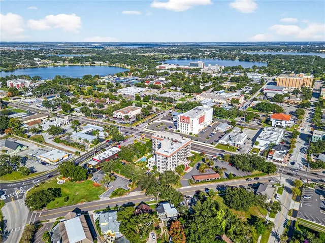 an aerial view of residential building with outdoor space