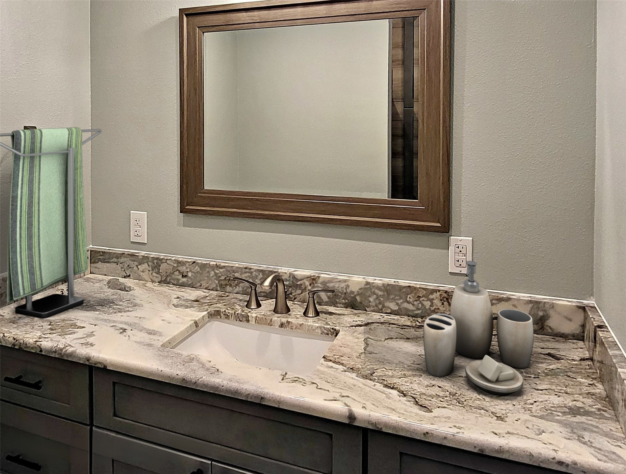 1526 Lakeside Drive West Canyon Lake, TX 78133 - Photo 29 of 35 The full bathroom is complete w/beautiful granite vanity, plenty of cabinet storage and walk in shower with waterfall rain shower head.