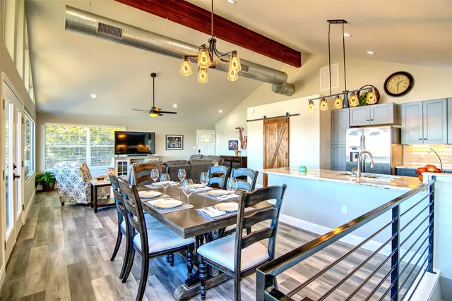a kitchen with lots of counter top space
