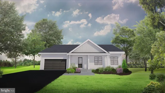 a front view of a house with a yard and trees