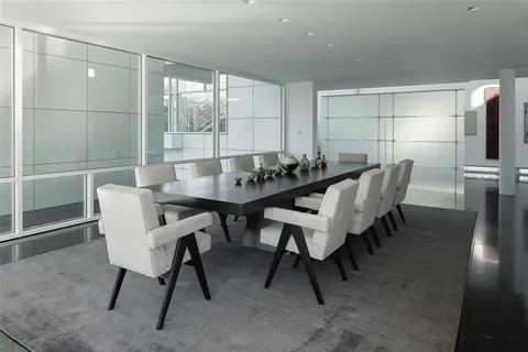 a table and chairs in a room