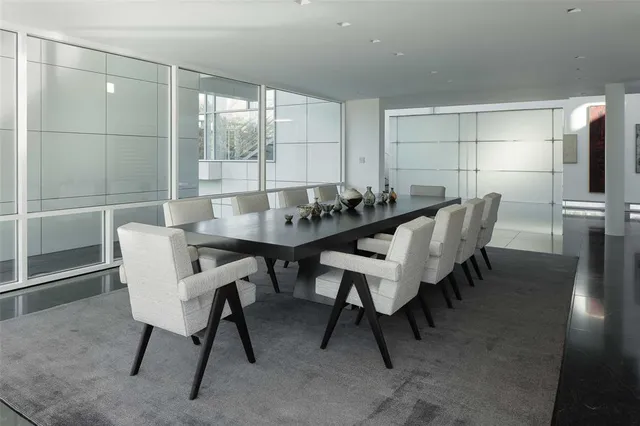 a table and chairs in a room