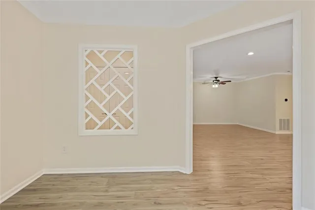 an empty room with a door