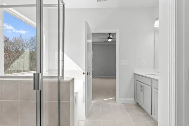 a view of a room with racks on the wall