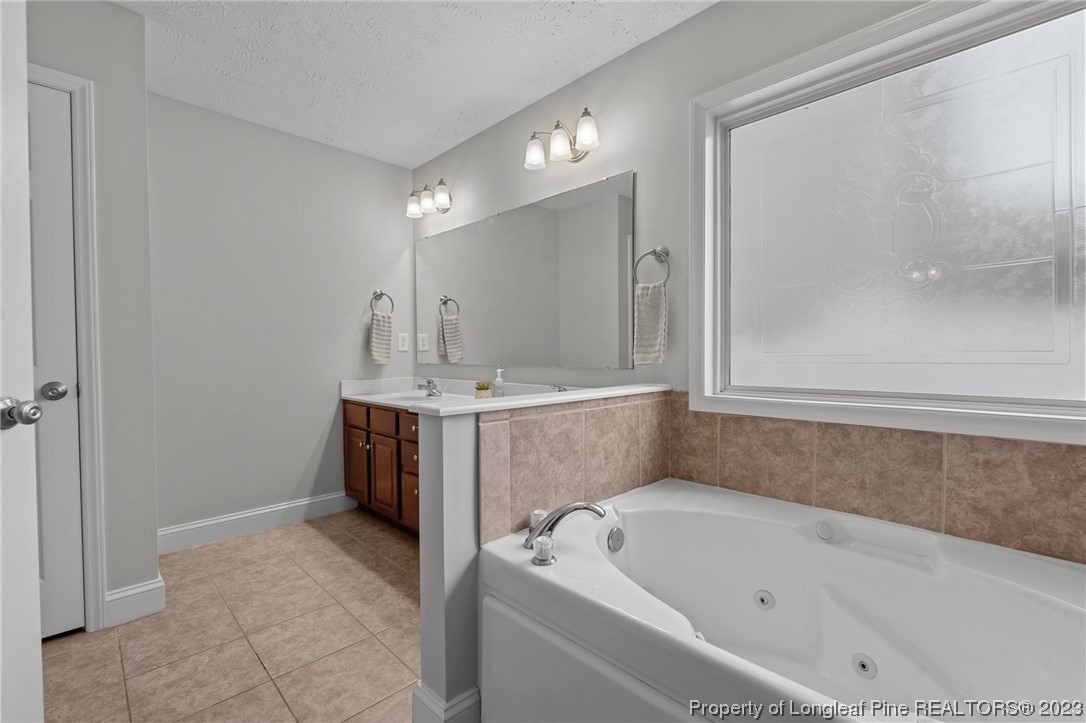 195 Culpepper Road Cameron, NC 28326 - Photo 24 of 46 a bathroom with a tub a sink and a large mirror