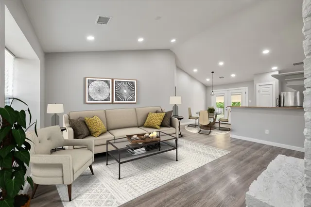 a living room with furniture