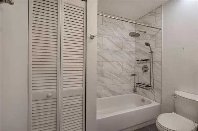 a bathroom with a toilet and a bathtub
