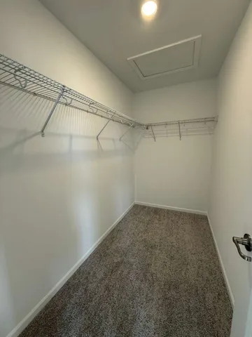 a view of a room with racks on the wall