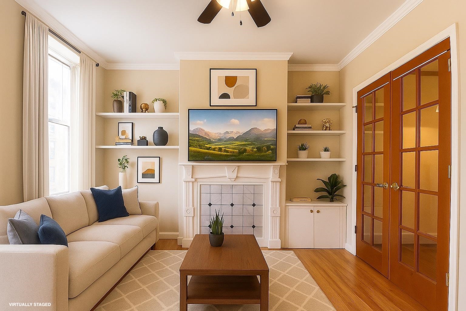 a living room with furniture and a flat screen tv