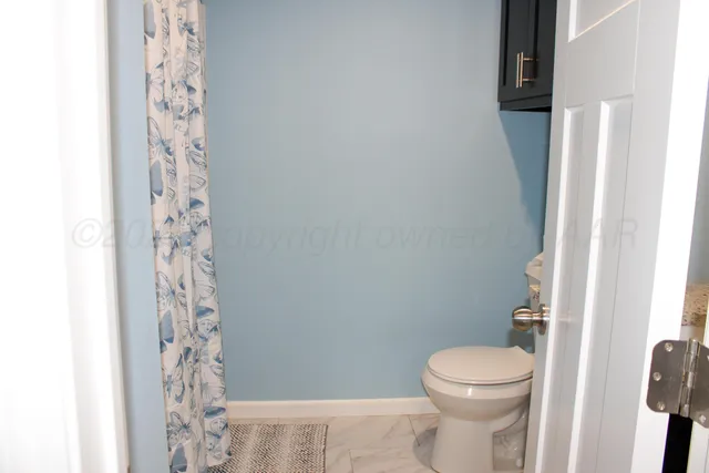 a white toilet sitting next to a shower curtain