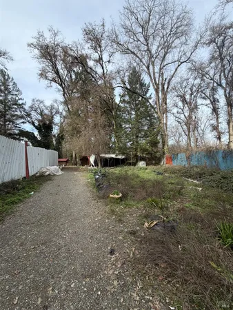 a backyard of a house with lots of green space
