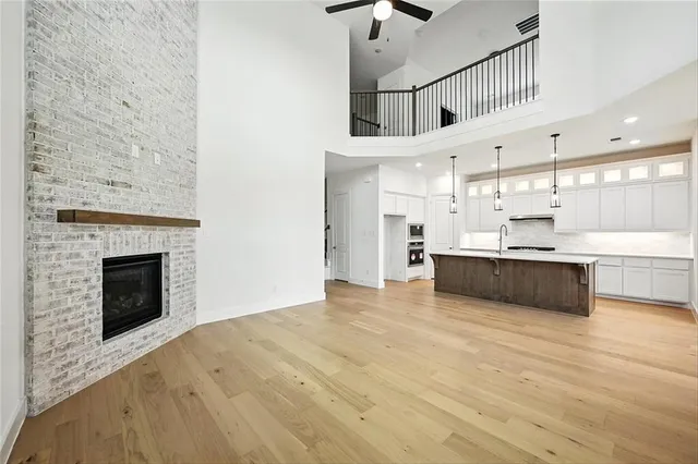 a view of a kitchen with kitchen and a sink